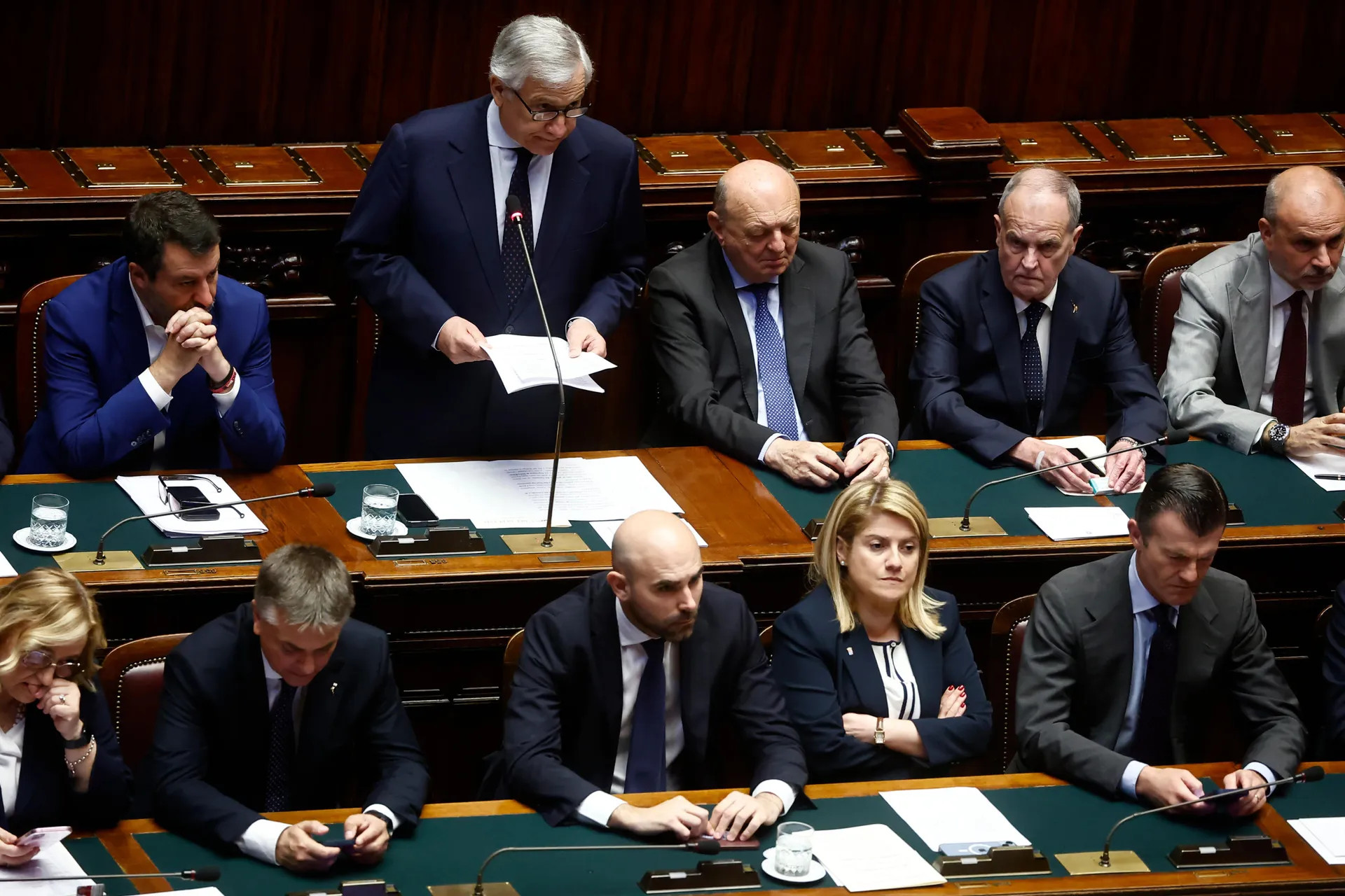 Il vicepremier e ministro degli Esteri, Antonio Tajani, nel corso dell’informativa urgente alla Camera sulla situazione a Gaza