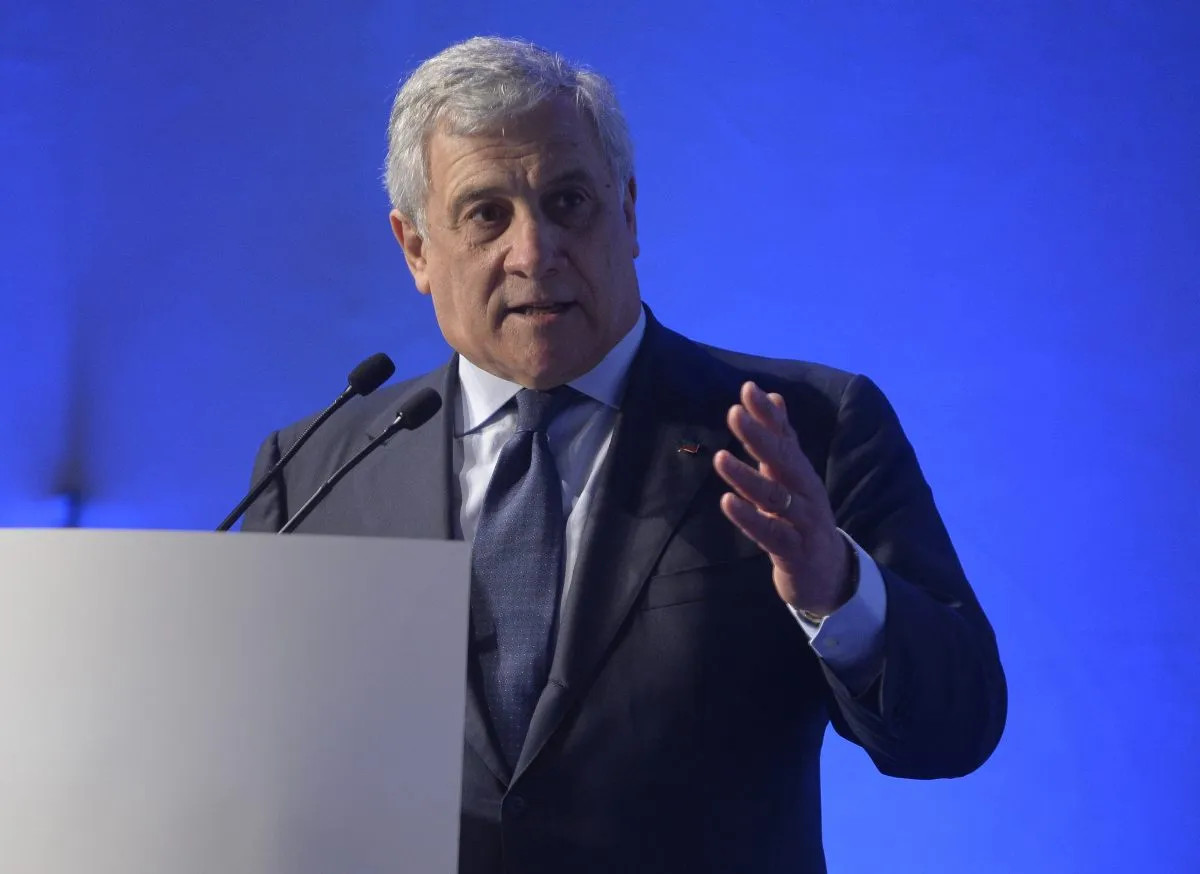 Il vicepremier, ministro degli Esteri e segretario nazionale di Forza Italia, Antonio Tajani, a margine degli Stati Generali dell'Energia di Forza Italia