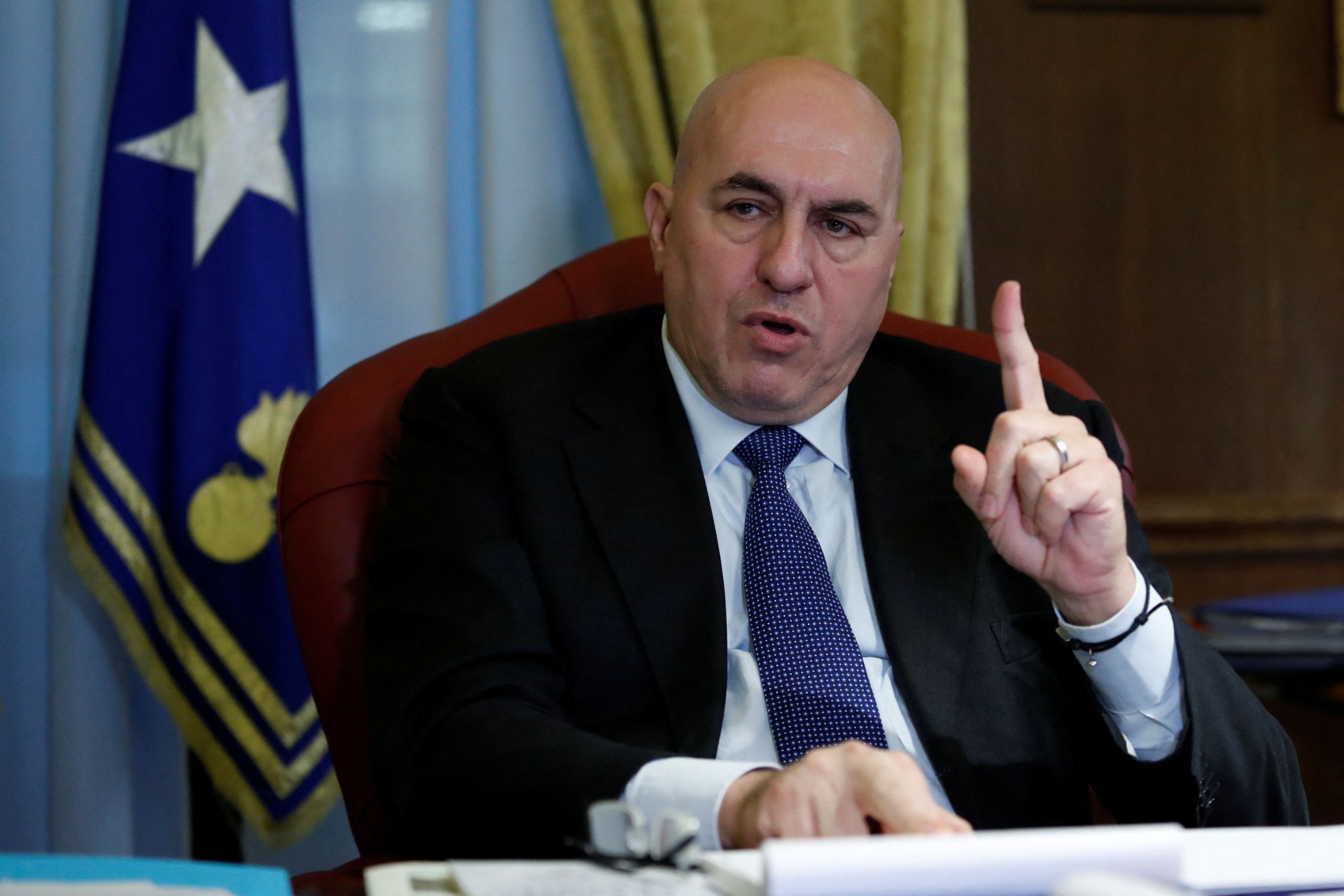 Il ministro della Difesa, Guido Crosetto, nel corso dell'informativa davanti alle Commissioni riunite di Esteri e Difesa della Camera e del Senato